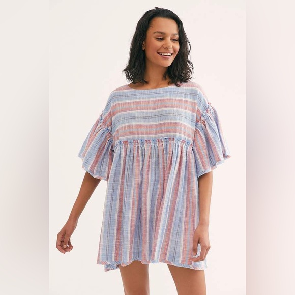 Free people blue stripped summer nights tunic - Picture 6 of 6